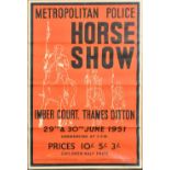 An original poster, Metropolitan Police Horse Show, 1951, 29.25" x 20", (unframed).