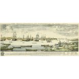 After Samuel and Nathaniel Buck, A hand coloured print, the West prospect of Portsmouth in