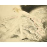 Louis Icart, Study of a Ballerina, etching with touches of watercolour, signed in pencil and