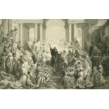 After Gustav Dore, Christ Entering Jerusalem, engraving, signed in pencil, 21" x 32.5".