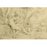 Simone Cantarini, 'Venus and Adonis', etching, 4.75" x 7", and three etchings of figures by