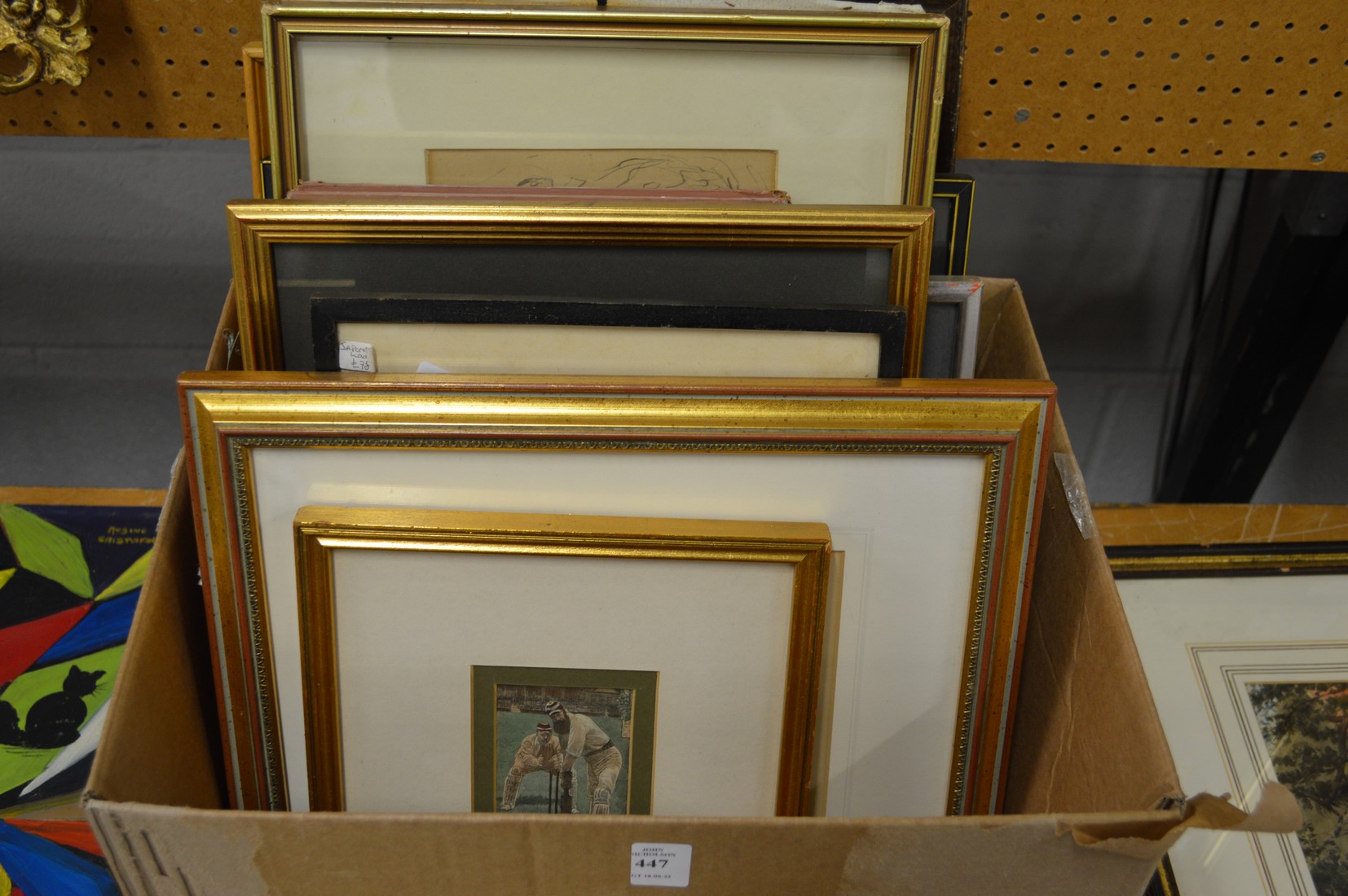 A box of pictures to include maps, engravings etc.