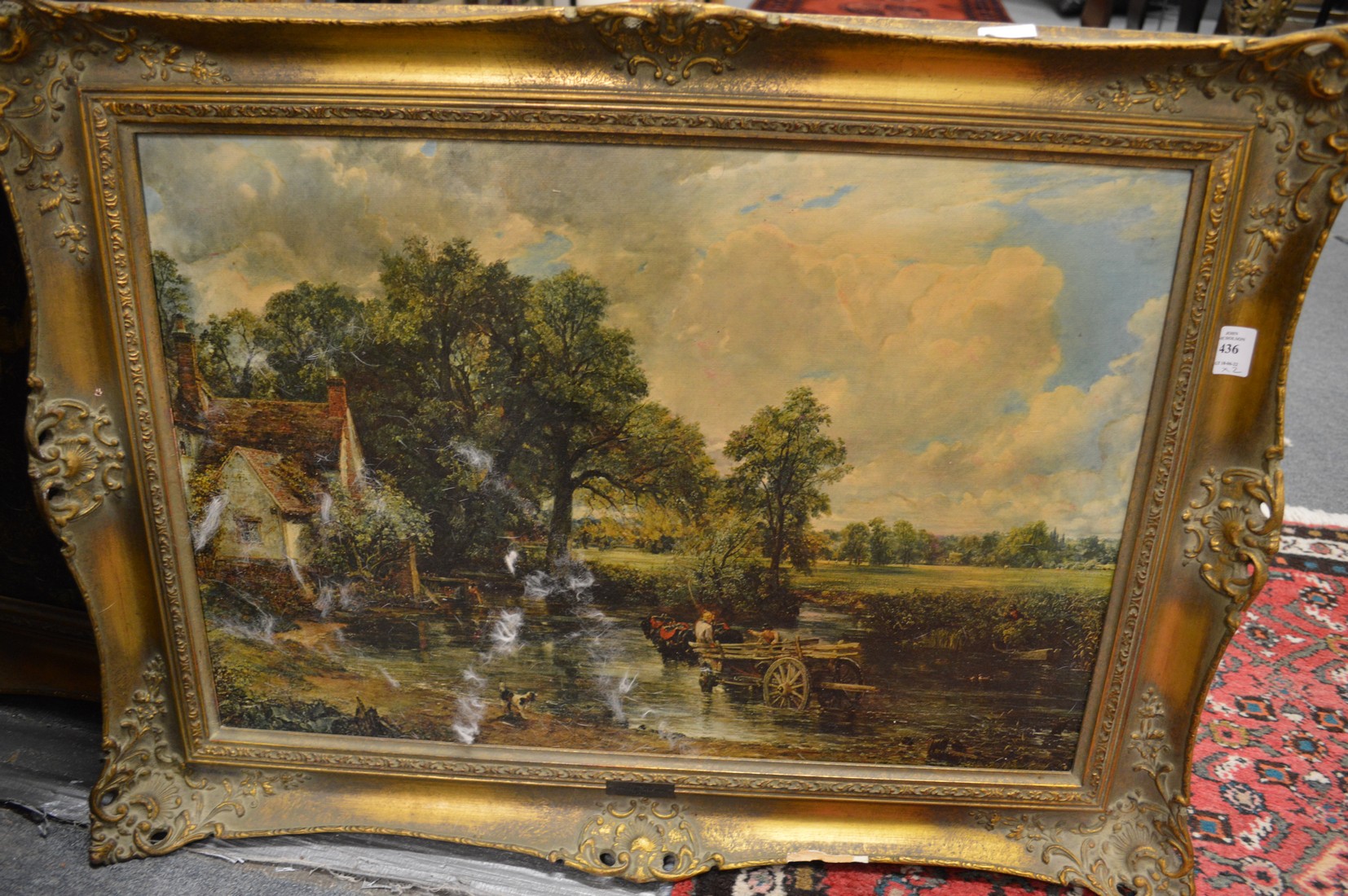 After John Constable "The Haywain" and "The Corn Field" oleographs in gilt frames.