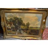 After John Constable "The Haywain" and "The Corn Field" oleographs in gilt frames.