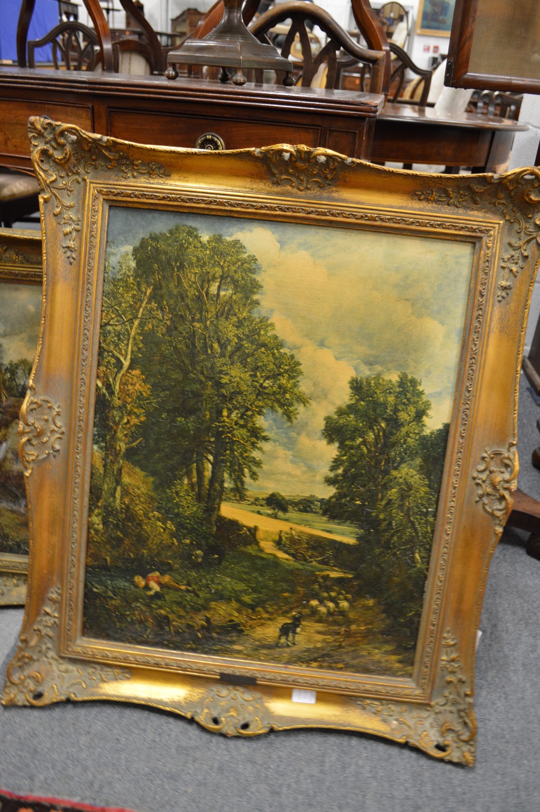 After John Constable "The Haywain" and "The Corn Field" oleographs in gilt frames. - Image 2 of 2