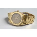 A GOOD AUDEMARS PIGUET 18CT GOLD AND DIAMOND ROYAL OAK QUARTZ WRISTWATCH. No. 249 in original box.