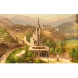 LOUIS RITSCHARD / HUBERT SATTLER (1817-1904), view of a church in a mountain landscape, oil on