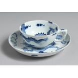 A BOW TEACUP AND SAUCER painted with the Dragon pattern, workman's mark
