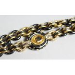 A GOOD FARRONE 18CT. GOLD, YELLOW SAPPHIRE DIAMOND AND ENAMEL HEAVY CURB LINK NECKLACE, set with