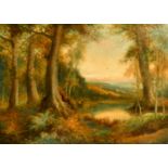 F.E. JAMIESON. An Autumn river landscape, thought to be Burnham Beeches, oil on canvas. Signed 20" x