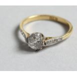 A GOOD 18CT GOLD OLD CUT SINGLE STONE RING.