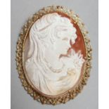 A GOOD VICTORIAN OVAL CAMEO BROOCH of a lady. 6.5cm x 4cm.