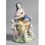 A VERY RARE BOW FIGURE GROUP emblematic of Charity, modelled as a mother seated breast-feeding an