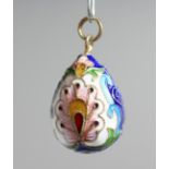 A RUSSIAN SILVER AND ENAMEL EGG PENDANT