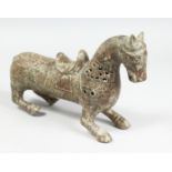 AN ARCHAIC BRONZE HORSE. 12ins.