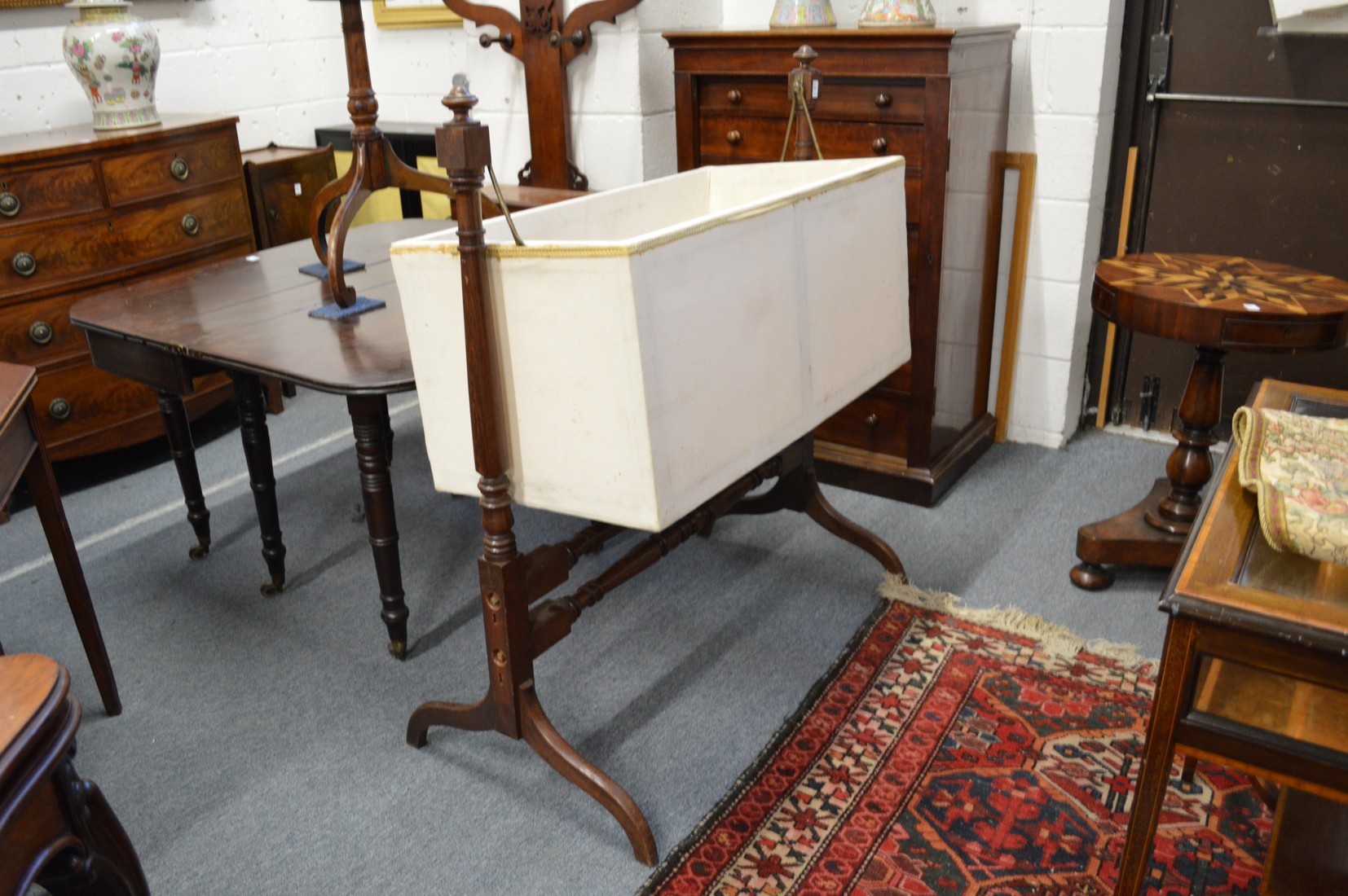 A 19th century mahogany framed crib.