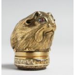 A SUPERB RUSSIAN SILVER GILT HAMSTER SNUFF BOX set with diamonds and inset coins. Maker J P. 84