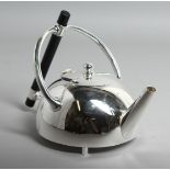 A CHRISTOPHER DRESSER DESIGN CIRCULAR, PLATED TEAPOT.