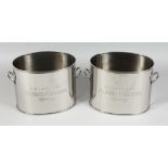 A PAIR OF "BOLLINGER" COOLERS with handles. 9ins