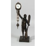 A BRONZE AVIATOR CLOCK. 12ins high.