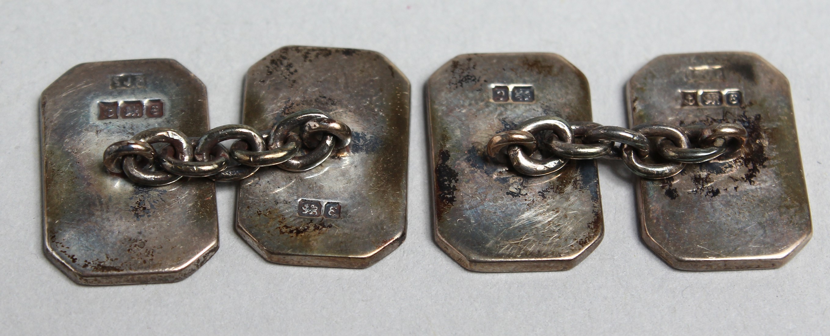 A PAIR OF ASPREY’S SILVER CUFF LINKS. - Image 2 of 4