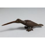 A JAPANESE BRONZE BIRD. 5ins long.