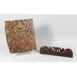 TWO CARVED OAK PANELS