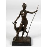 E. McLASFAN. A CLASSICAL STANDING NUDE, OR DIANA, holding a staff, a deer by her side. Signed, on