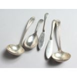 A BAG OF SILVER LADLES.