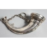 A VICTORIAN SILVER HORN VINAIGRETTE. 3ins long. London 1872.