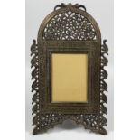 A FINE 19TH CENTURY LARGE ANGLO INDIAN BRASS WIRE INLAID WOODEN FRAME, 47cm x 27cm overall,