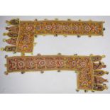 TWO SUZANI EMBROIDERED TEXTILE TENT PANELS, embroidered with floral decoration (2).