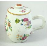 A CHINESE FAMILLE ROSE PORCELAIN CUP AND COVER, painted with floral sprays, 11cm high.