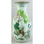 A LARGE CHINESE PORCELAIN VASE, painted with a figure riding an oxen together with other figures