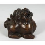 A CHINESE BRONZE FOO-DOG FORMED CENSER AND COVER. Mark to base. 13cm long