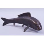 A BRONZE MODEL OF A CARP, 26cm long.