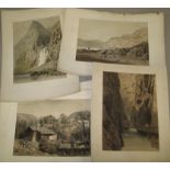 SWITZERLAND, coll'n of 9 tinted lithos by Ciceri after photographs by Martens, u/f., 16 x 22