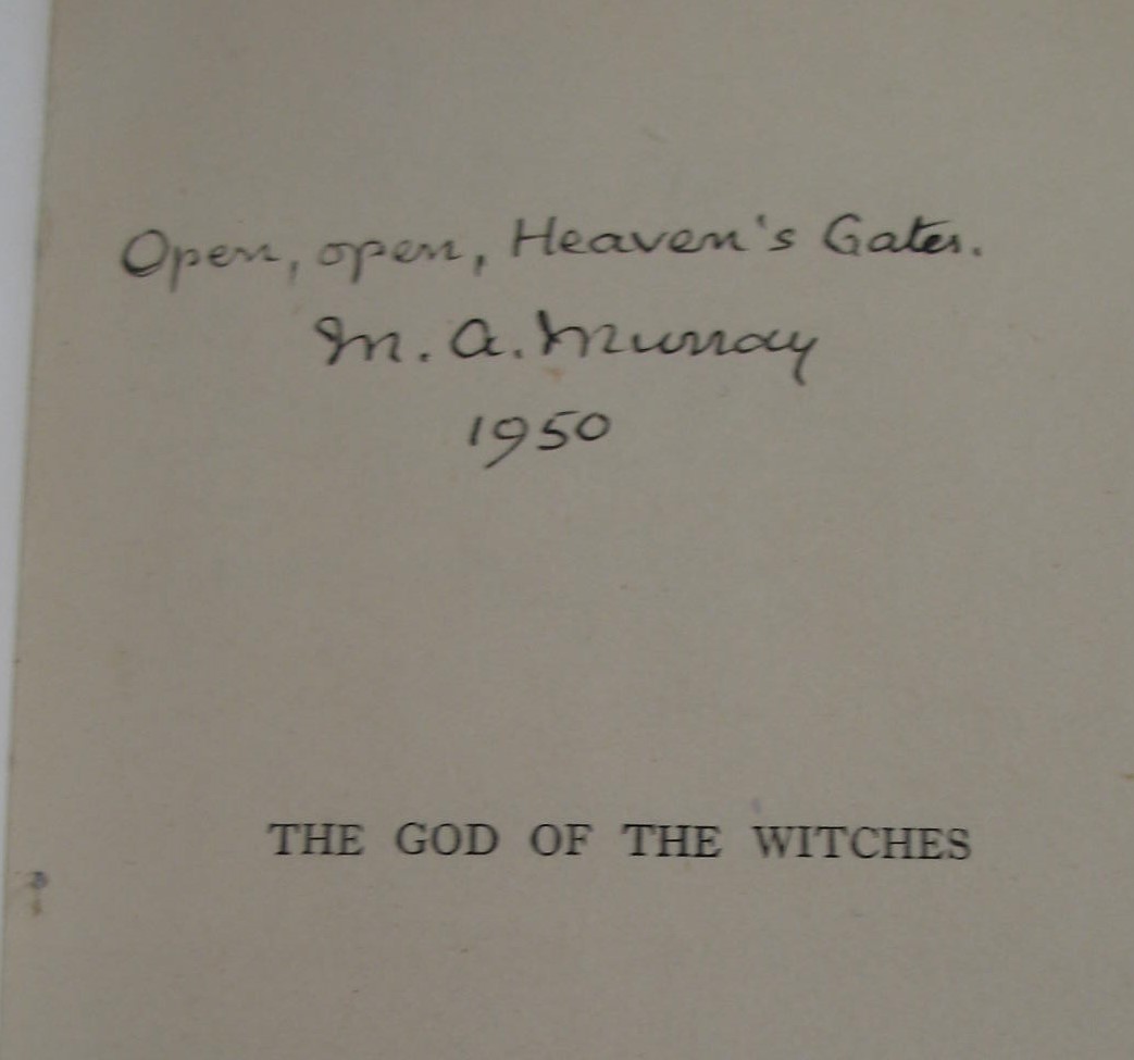 [OCCULT] MURRAY (Margaret) The God of Witches, 8vo, SIGNED & INSCRIBED, illus., half calf by Morrell