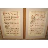 [MUSIC] a pair of very large ms. Antiphonal sheets on vellum, 28 x 18 cms, f. & g., ca. 1600? (2).