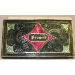 [LIBER AMICORUM] "Souvenir," [so titled on upper cover] obl. 8vo, leather book box with coloured