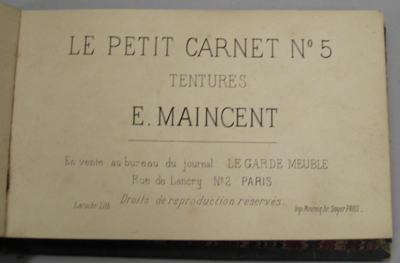 [BOUDOIR FURNITURE CATALOGUE : CURTAINS, DRAPES, etc.] MAINCENT (E.) Le Petit Carnet No. 5, - Image 2 of 2