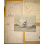 CANADA, BARBADOS, SOUTH AMERICA, group of manuscript maps and sketches from a ship's log (HMS