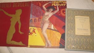 [GLAMOUR] Folie Bergeres, 4to, col / b & w illus., faux velvet covers, Paris, n.d. & 2 others same