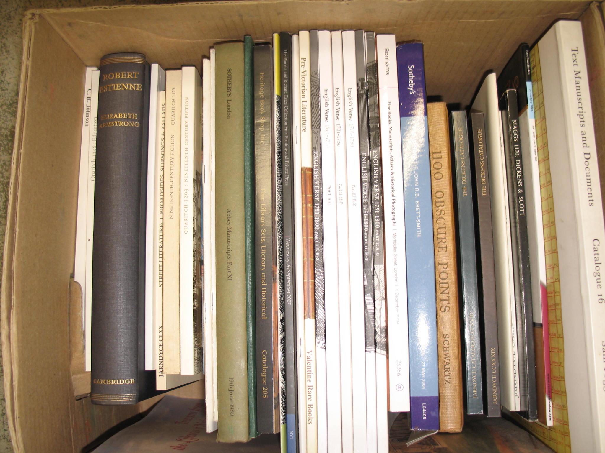 BIBLIOGRAPHY etc., a q. of bookseller's & auction catalogues, monographs, etc. (3 boxes).