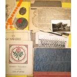 WWI & WWII, small q. of WWI ephemera relating to the Lancashire regiment, plus WWII personal diary