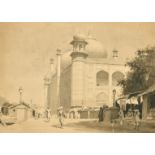 Late 19th /Early 20th Century English School. A study of a Temple with figures in the foreground,