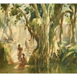 G. D. Paulraj (1914-1989) Indian, two watercolours of Indian scenes, 14" x 16.5" (36 x 42cm) and 17"