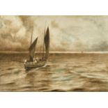 Henry Sands (19th Century) British, a fishing boat heading to sea, watercolour, signed and dated