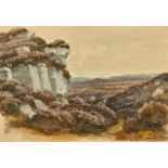 19th Century English School. "Brimham Rocks", watercolour, inscribed and with another study verso,