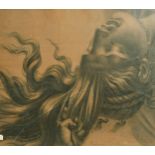 Ferdinand Culasne, a head study of a female with long hair, charcoal, 17" x 23" (43 x 58cm).